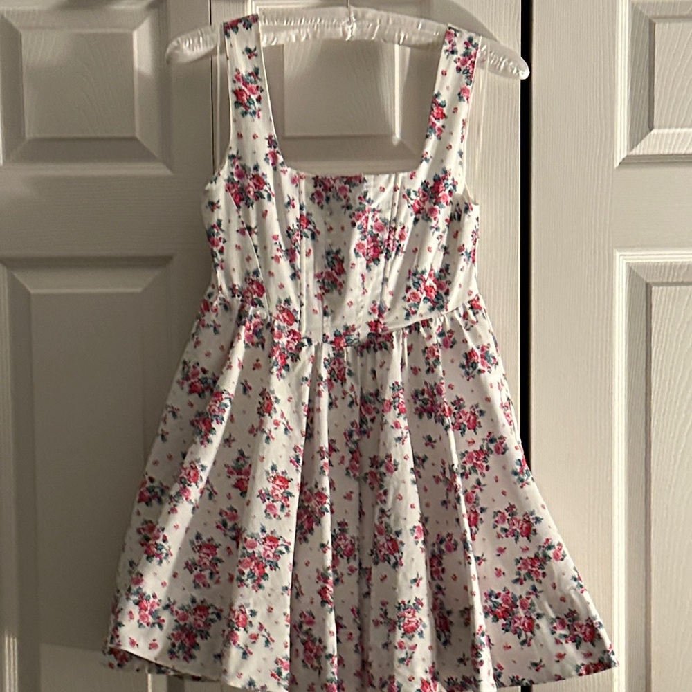 Floral White and Pink Mini Dress